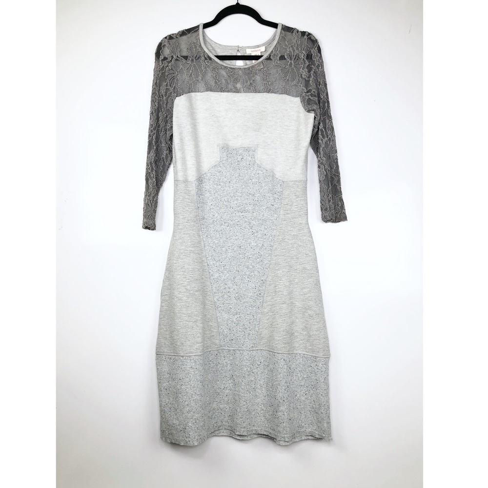 Sundance Mallorie block mixed media grey dress